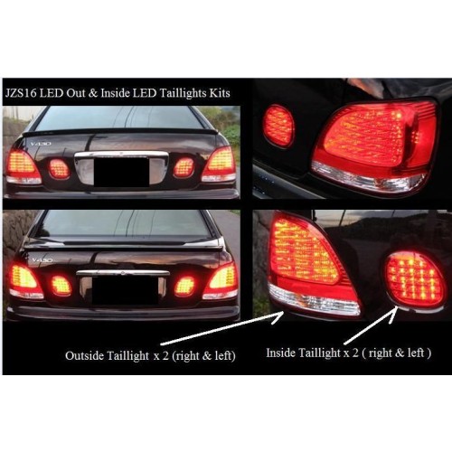 JDM Clear Red LED Tail lights Trunk Lamps for Lexus GS300 JZS160R