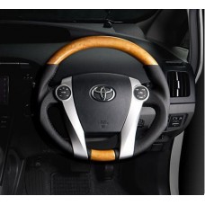 2009 2010 TOYOTA PRIUS LEATHER & L YELLOW WOOD STEERING JDM