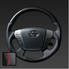 2009 2012 2013 TOYOTA JP ALPHARD LEATHER STEERING WHEEL CARBON COLORED JDM VIP