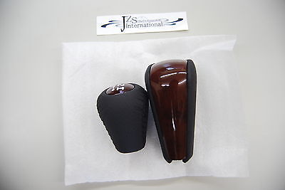 2002 2008 TOYOTA LANDCRUISER PRADO 120 FJ120 SHIFT KNOB BROWN WOOD BLACK LEATHER - Image 2
